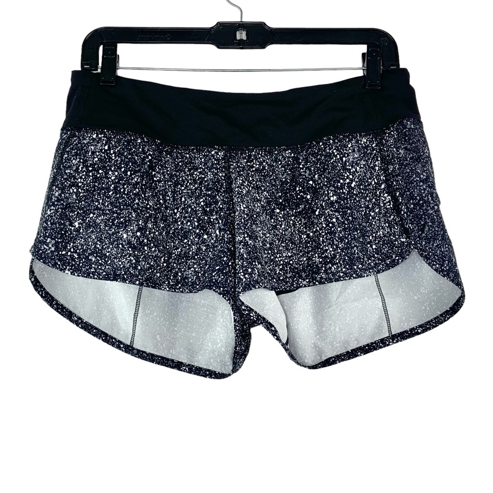 Lululemon Splatter Abstract Speed Up Black Running Shorts - Picture 2 of 8